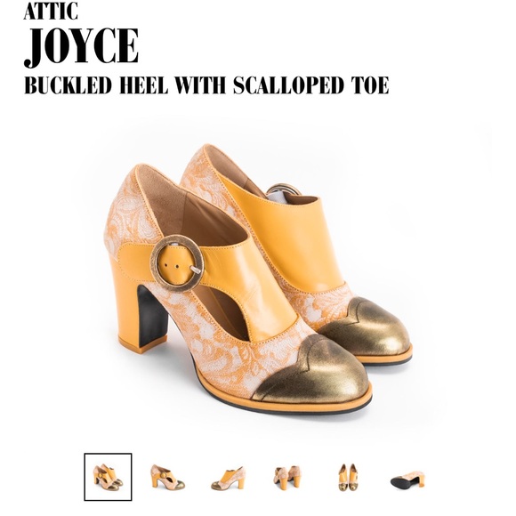 Fluevog Attic Joyce Buckled Heel with Scalloped Toe in Gold ๐ - Picture 9 of 11